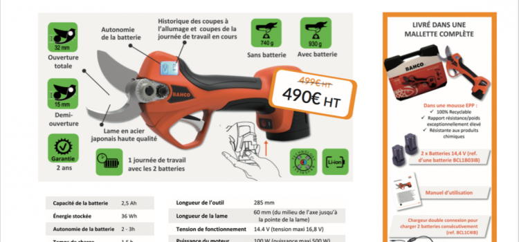 En promo : le nouveau sécateur avec batterie sans fil BAHCO – BCL20IB En promo : le nouveau sécateur avec batterie sans fil BAHCO – BCL20IB